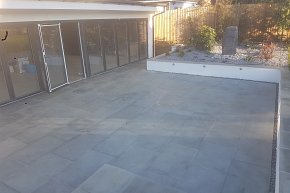 sawn grey sandstone patio completed view 3